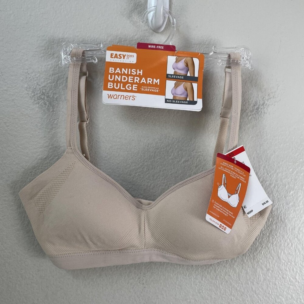 Warners Bra Womens XS Beige Easy Does It Banish Underarm Bulge Wire-Free RM3911A